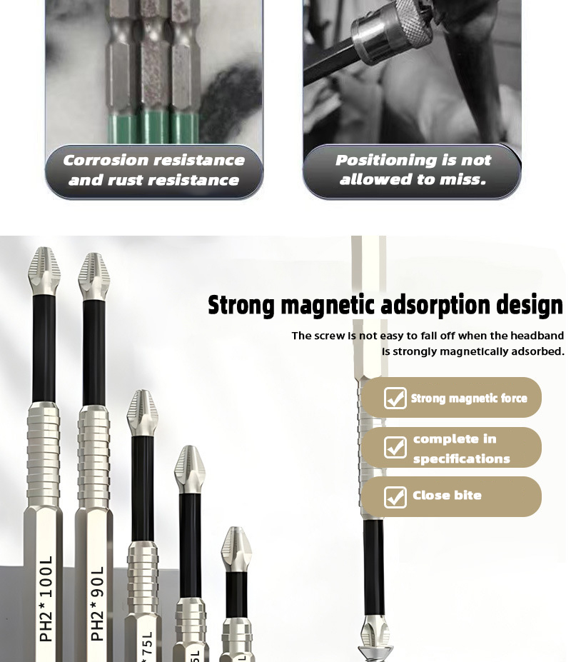 Anti-Slip PH2 Impact Driver Bit Set