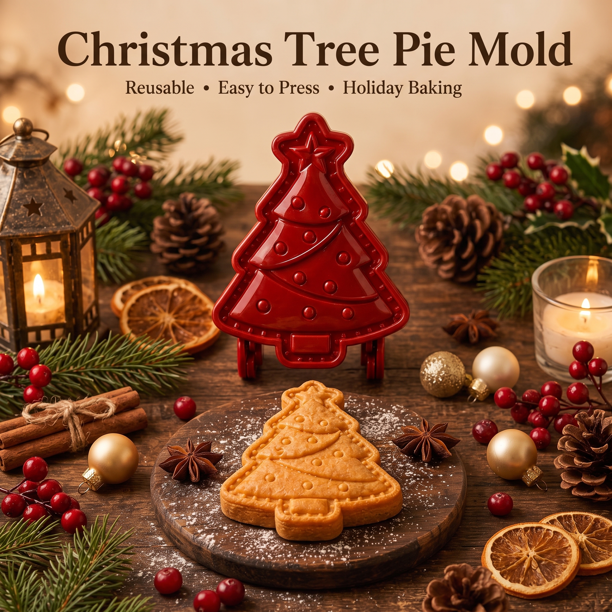 Christmas 8‑Pack Hand‑Press Cookie & Hand Pie Molds