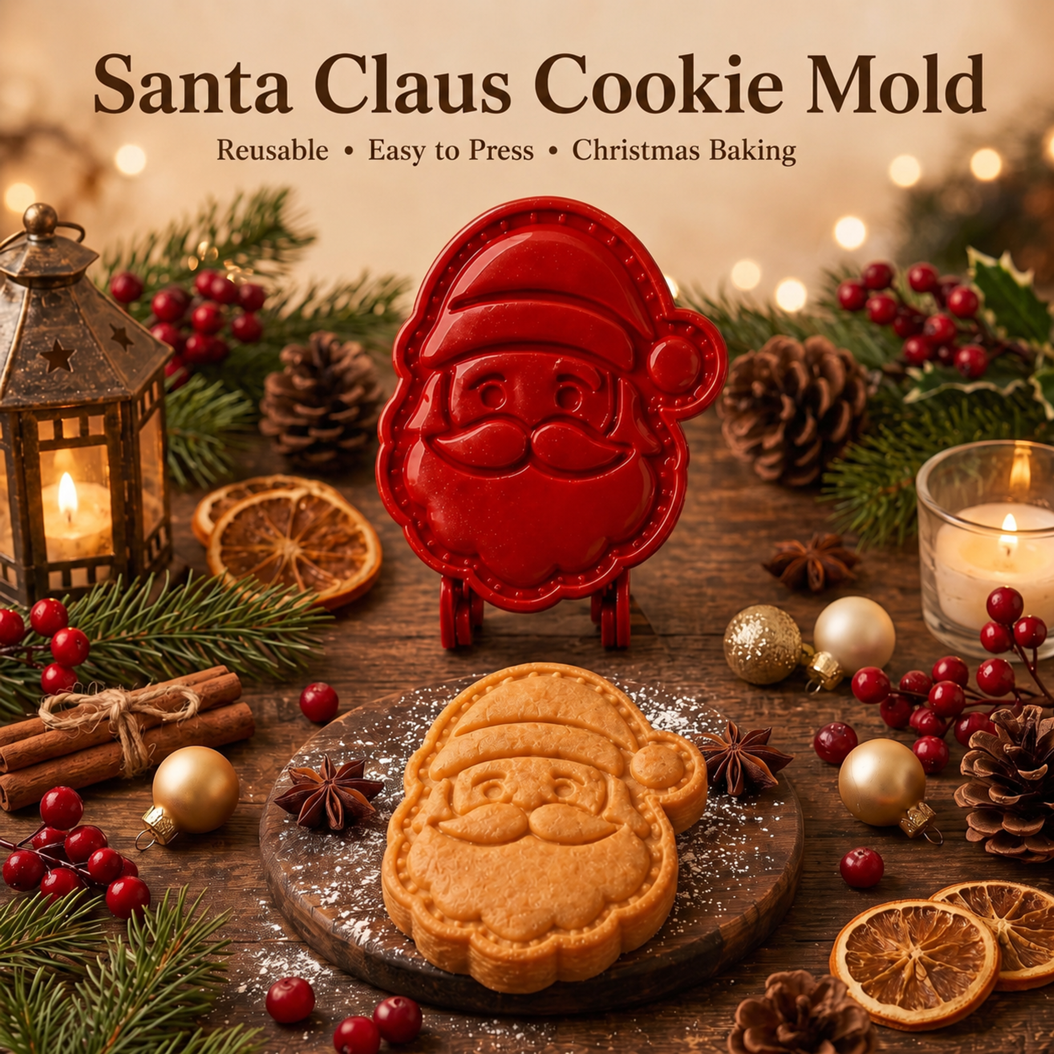 Christmas 8‑Pack Hand‑Press Cookie & Hand Pie Molds