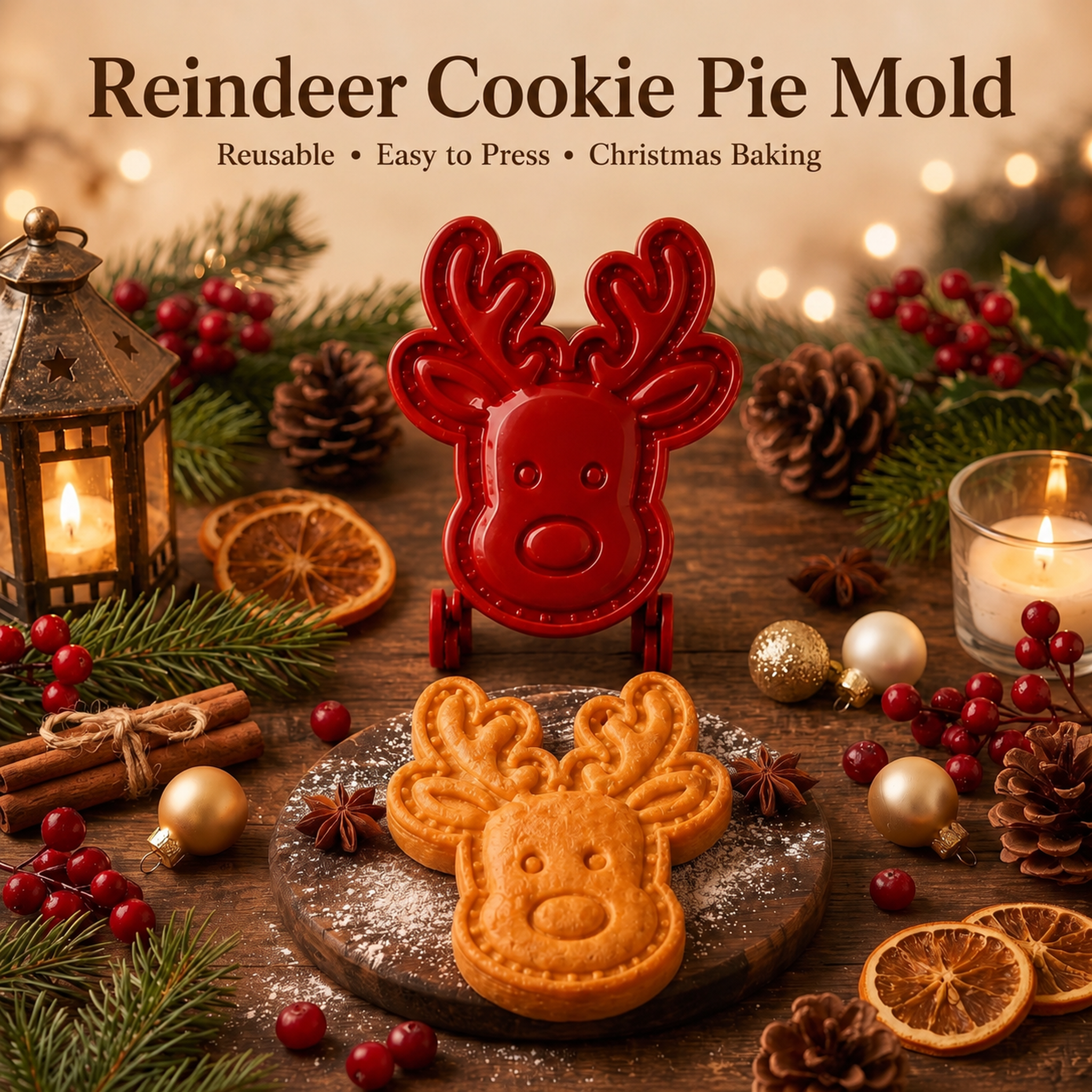 Christmas 8‑Pack Hand‑Press Cookie & Hand Pie Molds