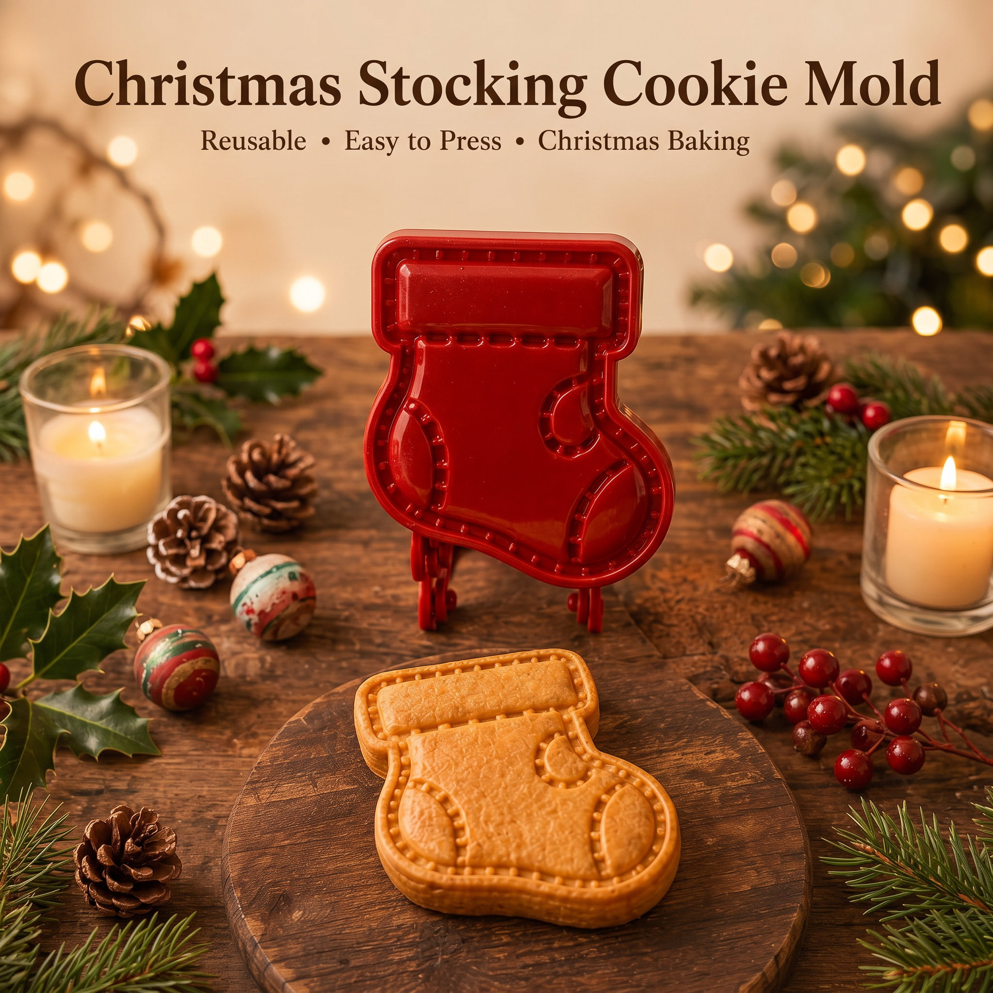 Christmas 8‑Pack Hand‑Press Cookie & Hand Pie Molds
