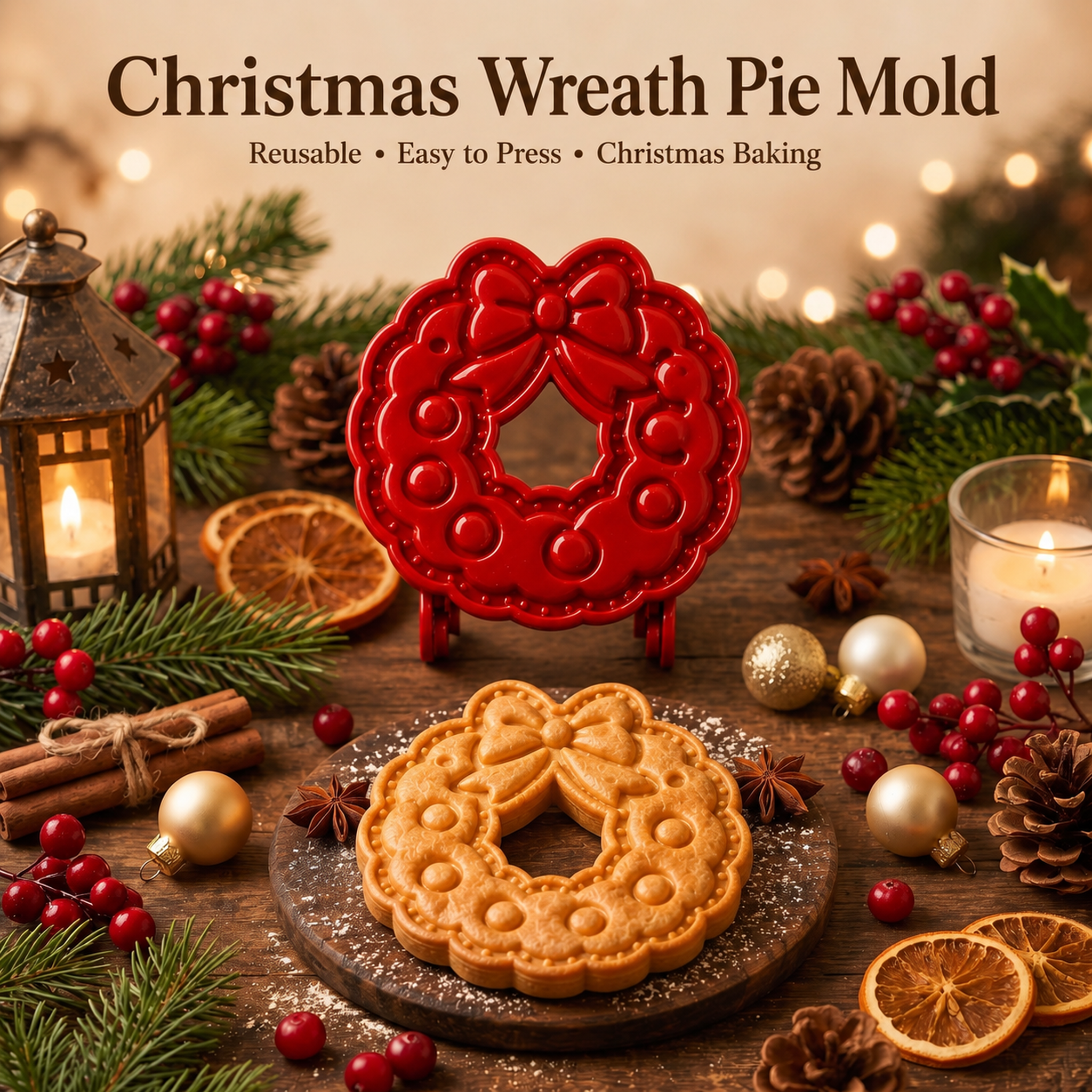 Christmas 8‑Pack Hand‑Press Cookie & Hand Pie Molds
