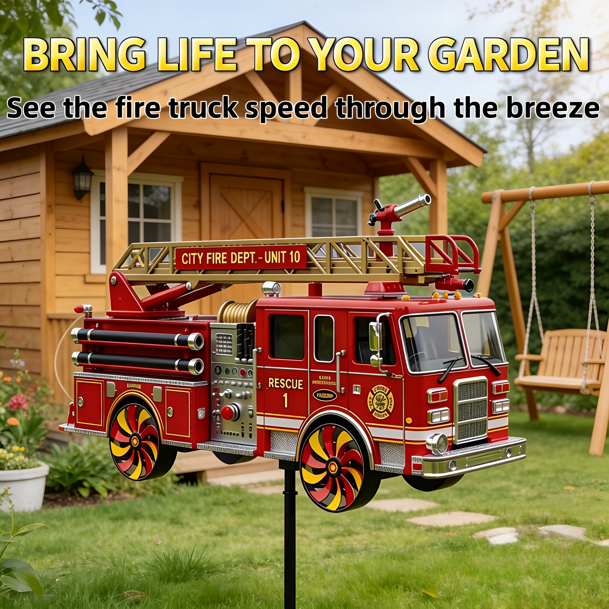 Fire Truck Garden Wind Spinner