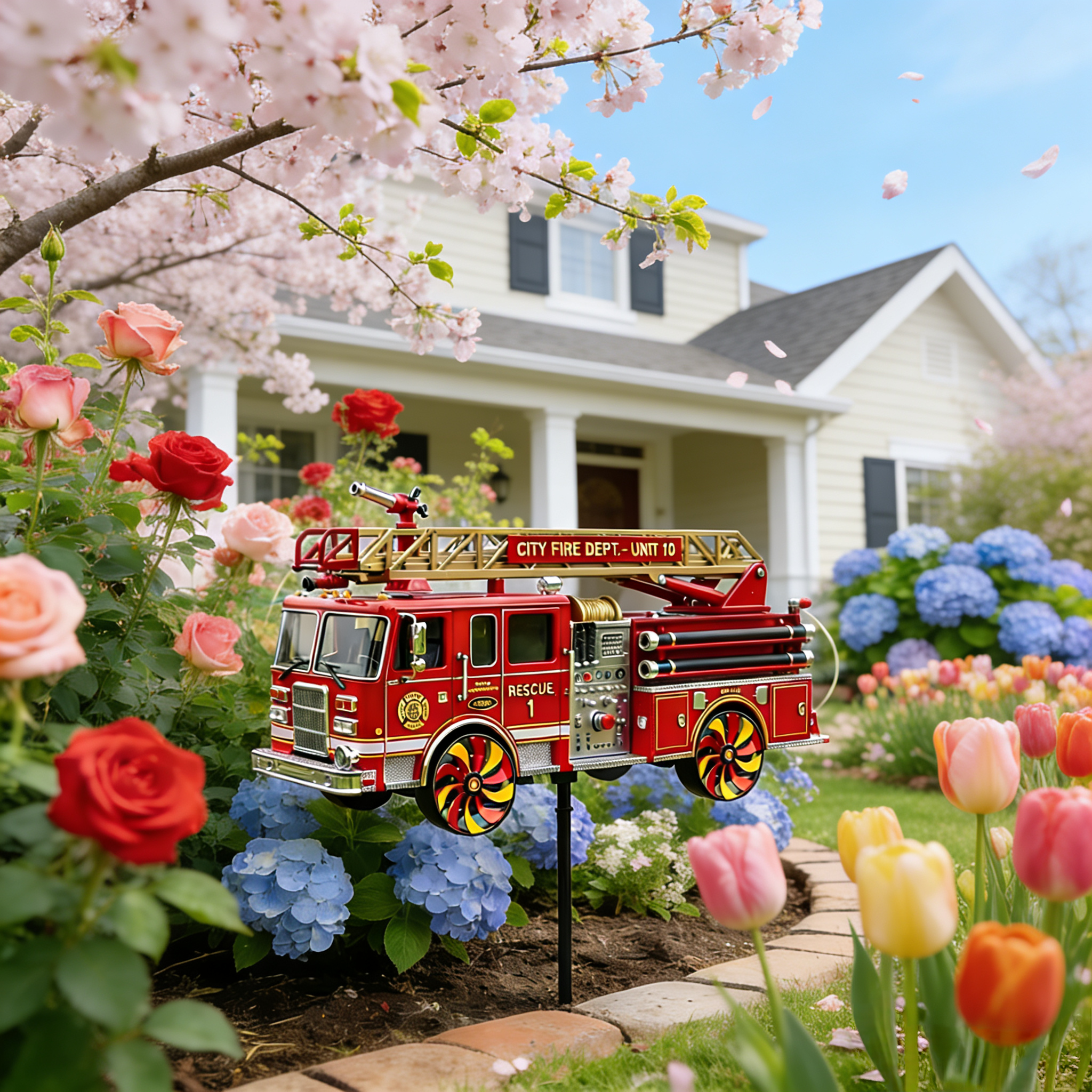 Fire Truck Garden Wind Spinner