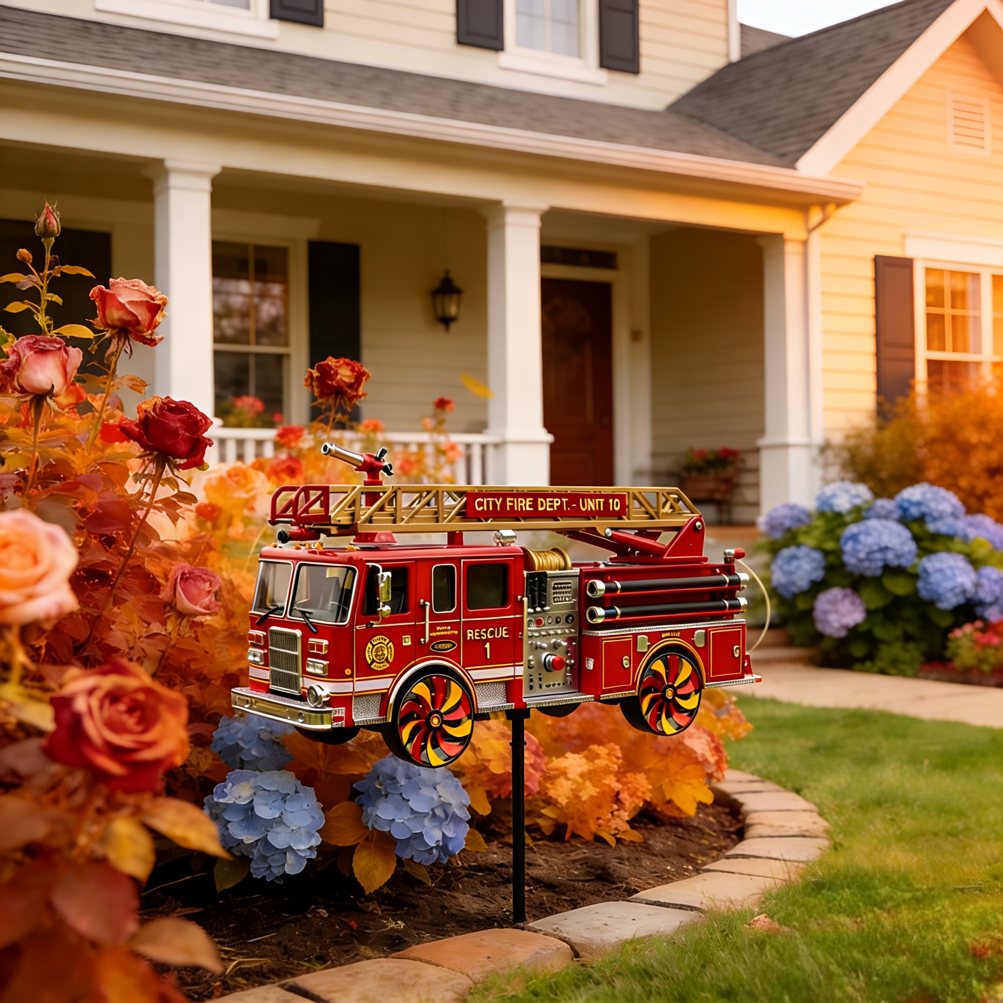 Fire Truck Garden Wind Spinner