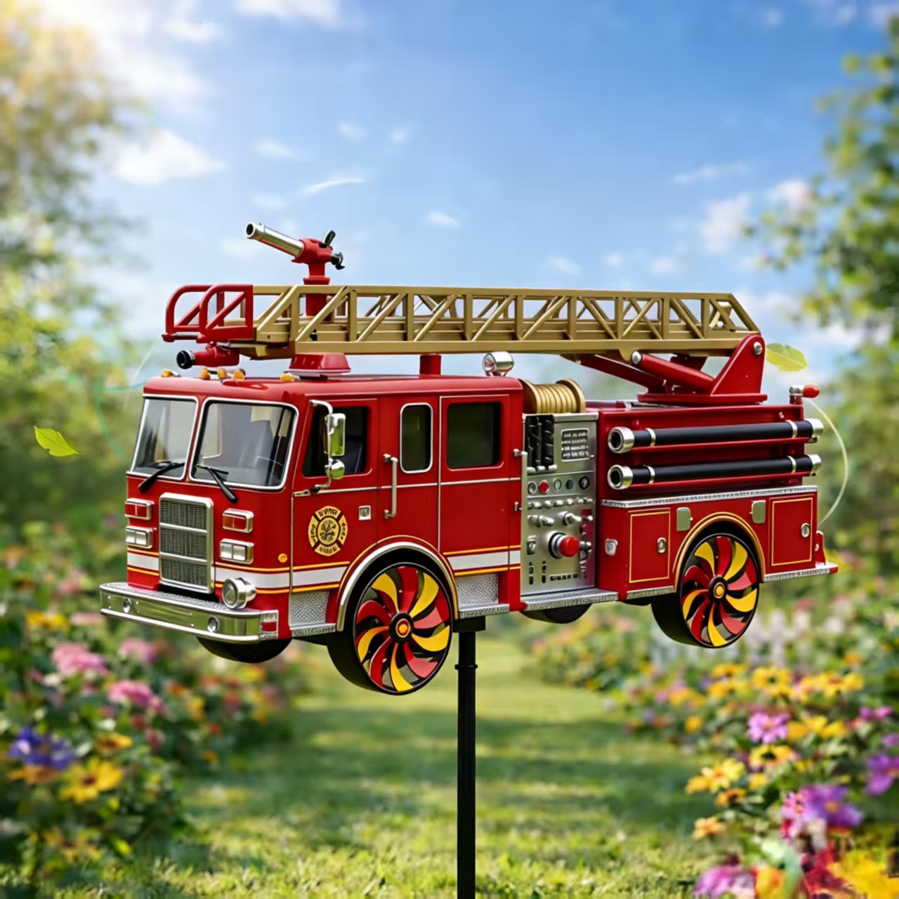Fire Truck Garden Wind Spinner