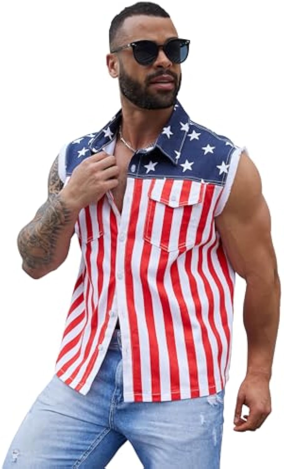 American Flag Shirt Biker Vest
