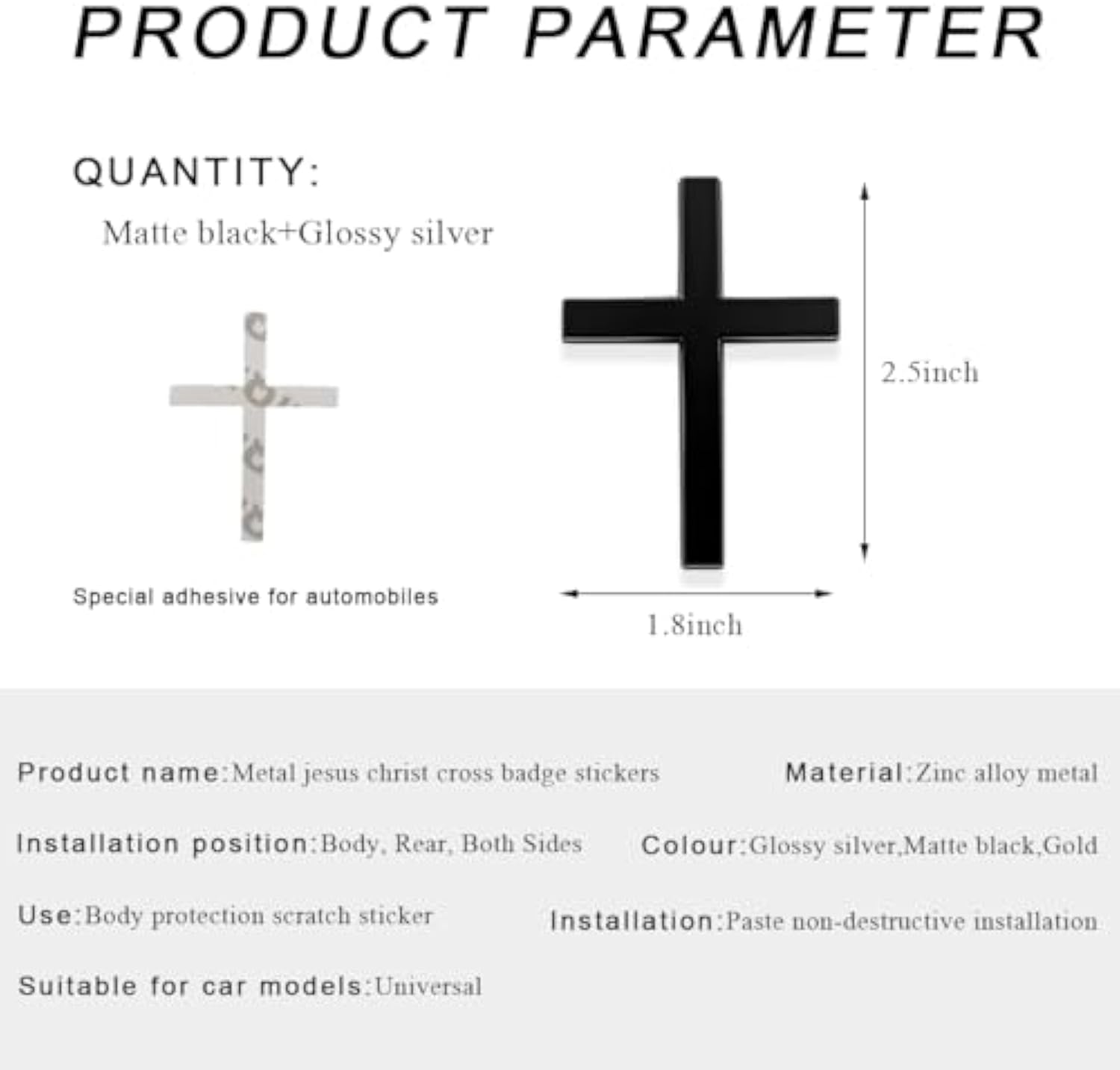 Metal Jesus Christ Cross Badge Stickers