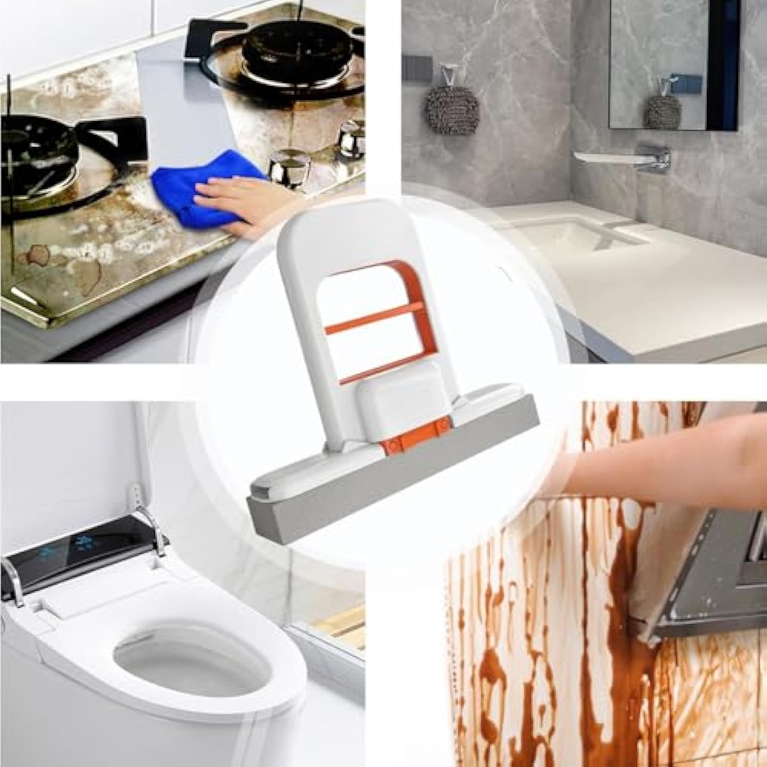 2-Piece Mini Folding Desk Mop - Portable Self-Squeezing Handheld Sponge Mop
