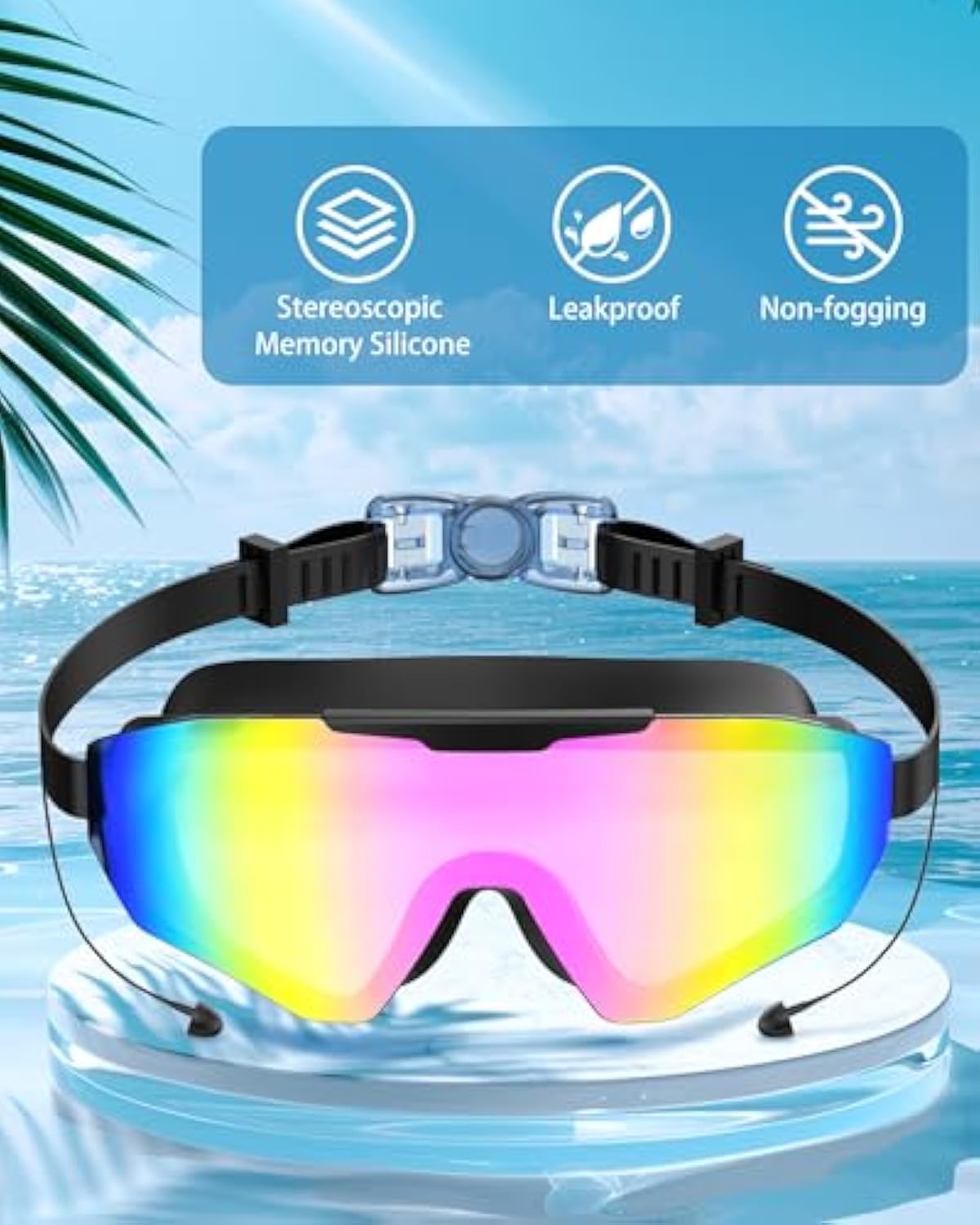 Wide View Anti Fog&UV Swimming Goggles，3 color UV lenses