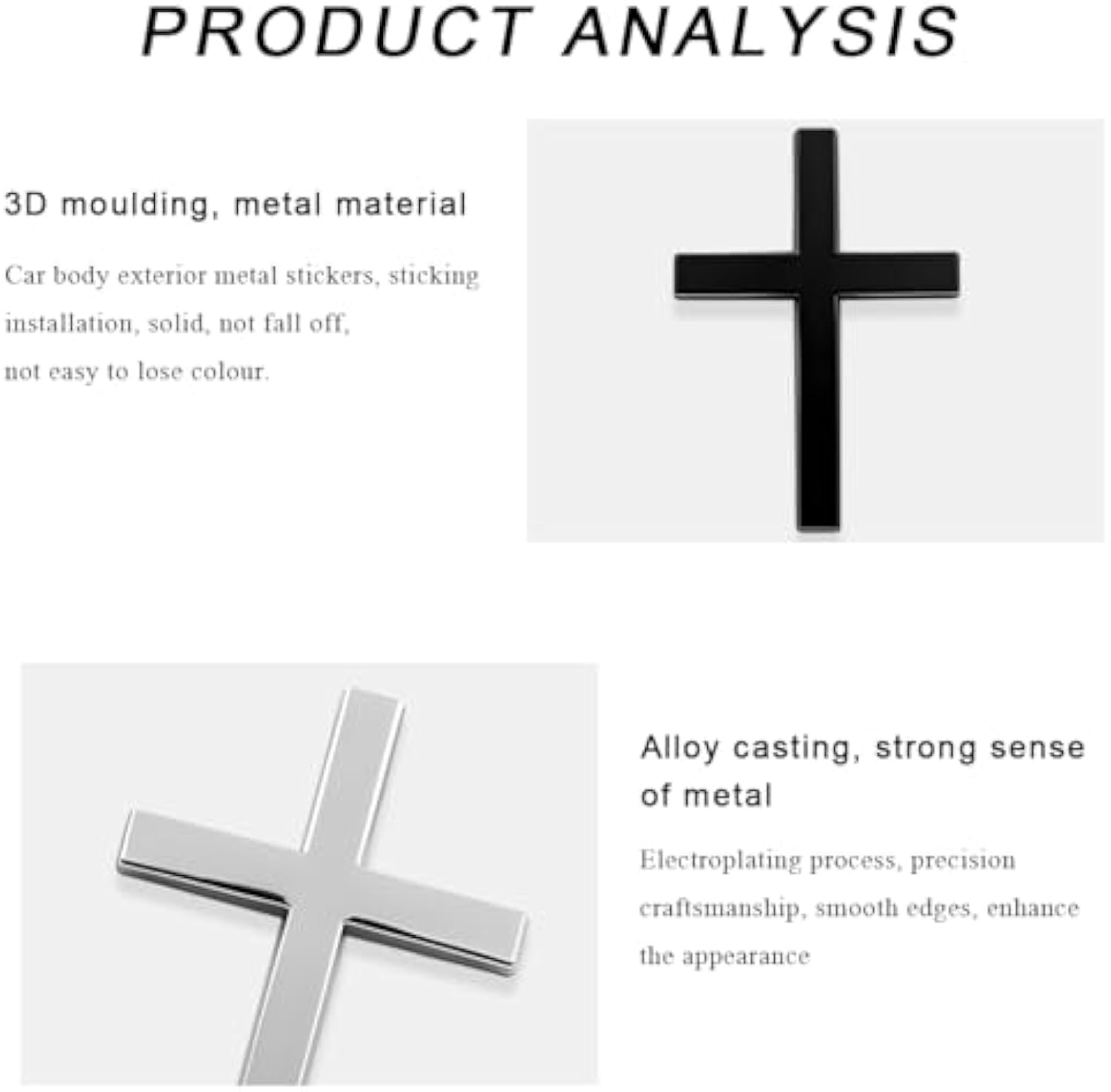 Metal Jesus Christ Cross Badge Stickers