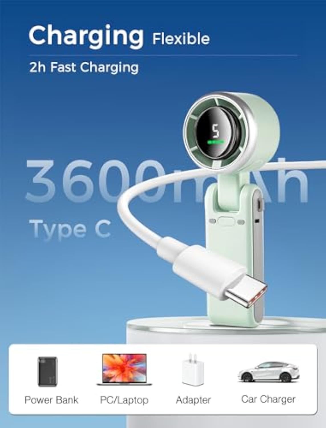 Mini Personal Handheld Fan with LED Display