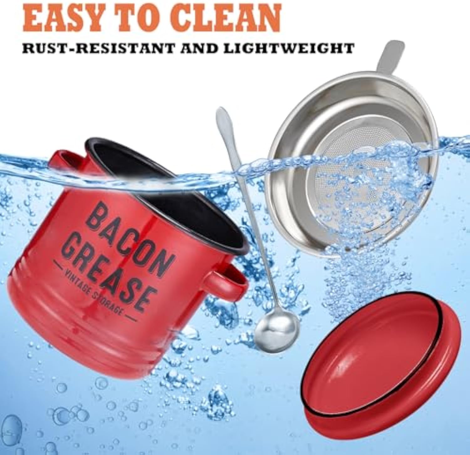 Bacon Grease Container with Strainer