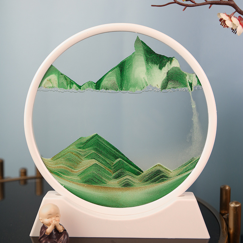 Moving Sand Art Picture Sandscapes in Motion Round Glass
