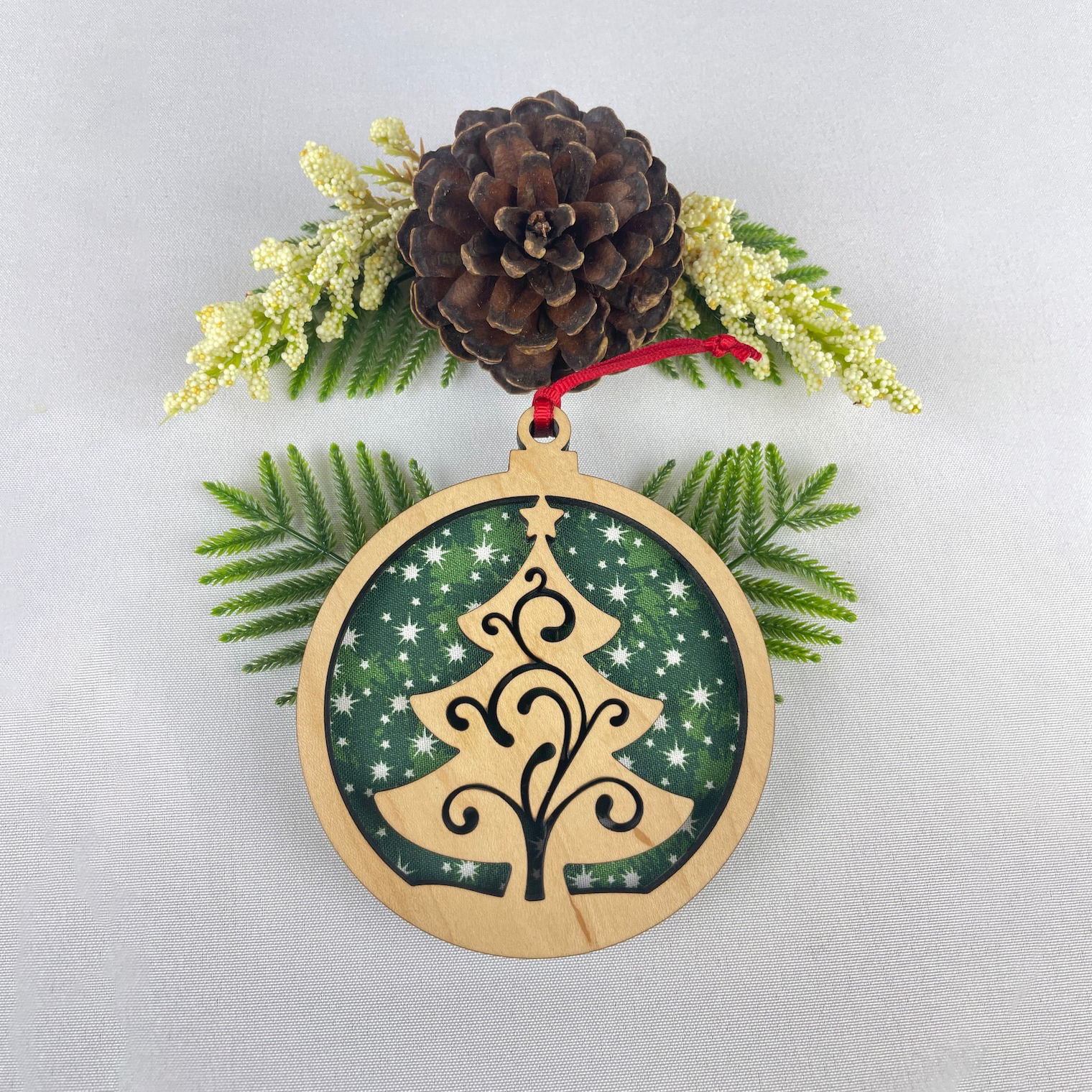 Wooden Christmas Ornaments with Fabric Backing