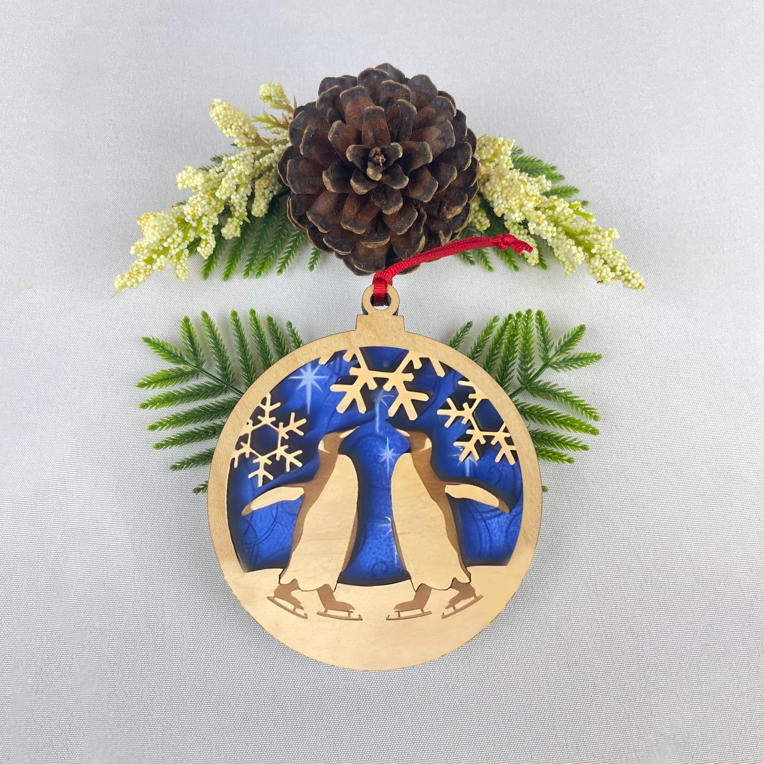 Wooden Christmas Ornaments with Fabric Backing