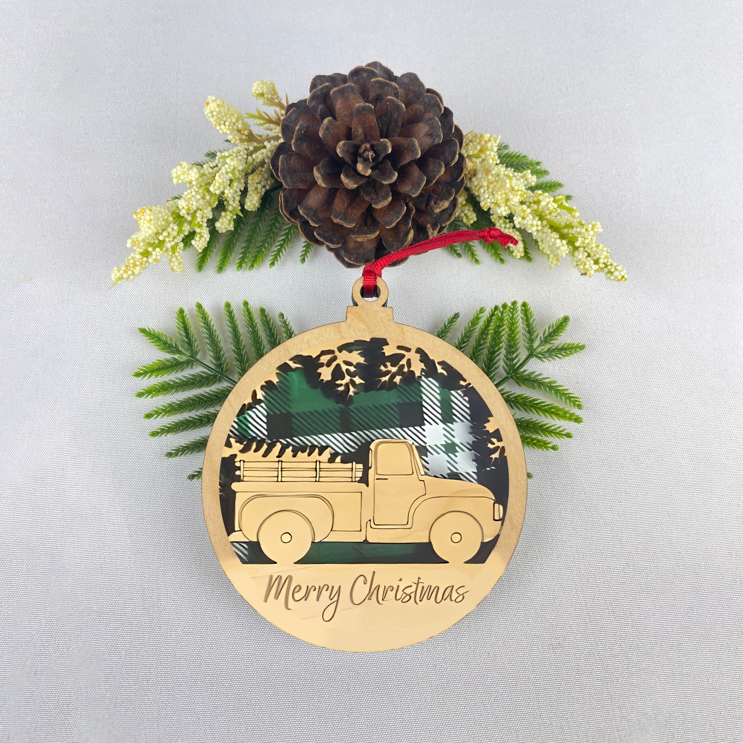 Wooden Christmas Ornaments with Fabric Backing