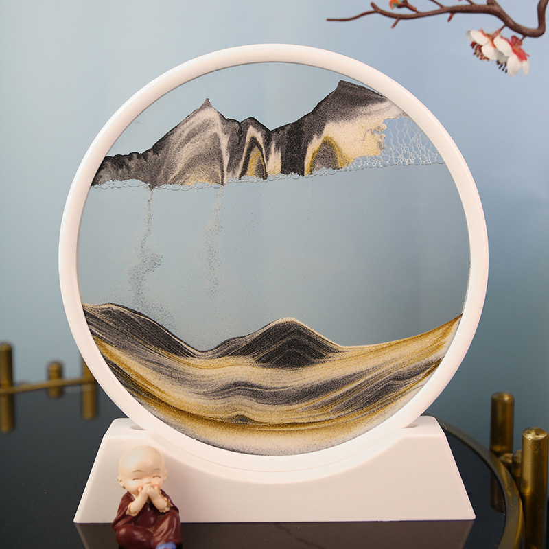 Moving Sand Art Picture Sandscapes in Motion Round Glass