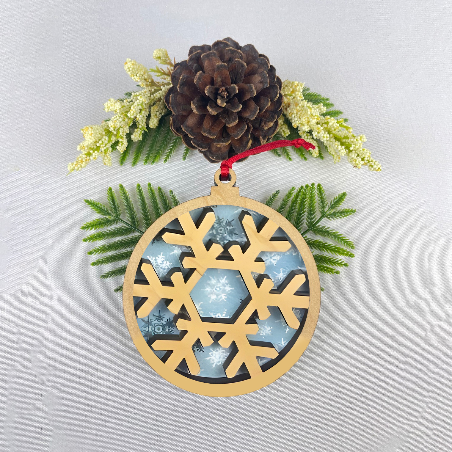 Wooden Christmas Ornaments with Fabric Backing