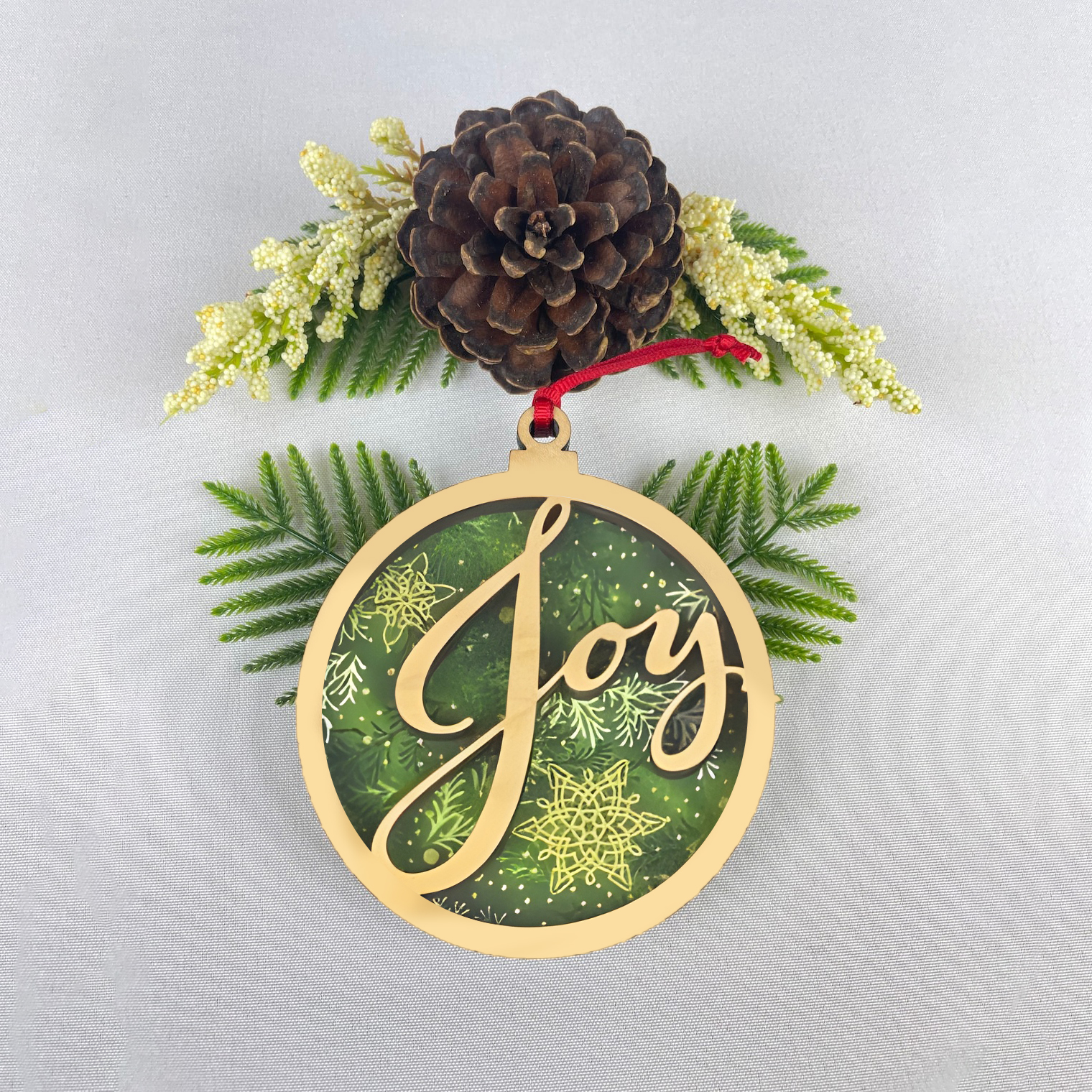 Wooden Christmas Ornaments with Fabric Backing