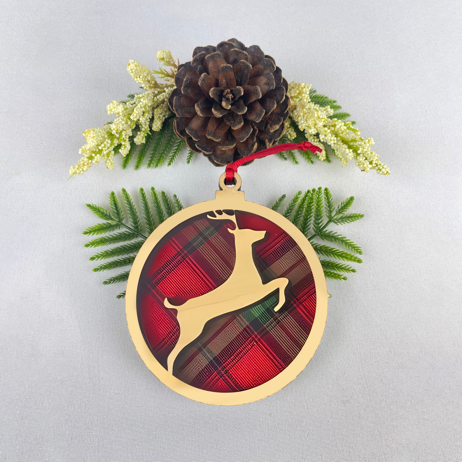 Wooden Christmas Ornaments with Fabric Backing