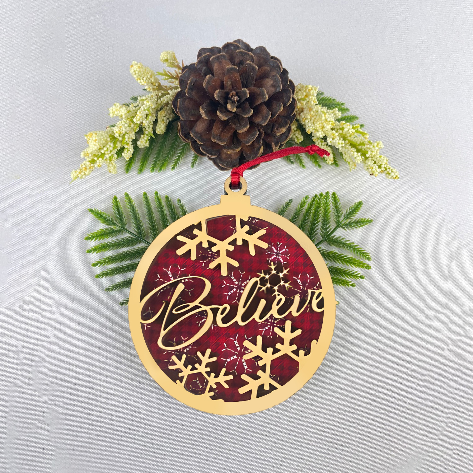 Wooden Christmas Ornaments with Fabric Backing