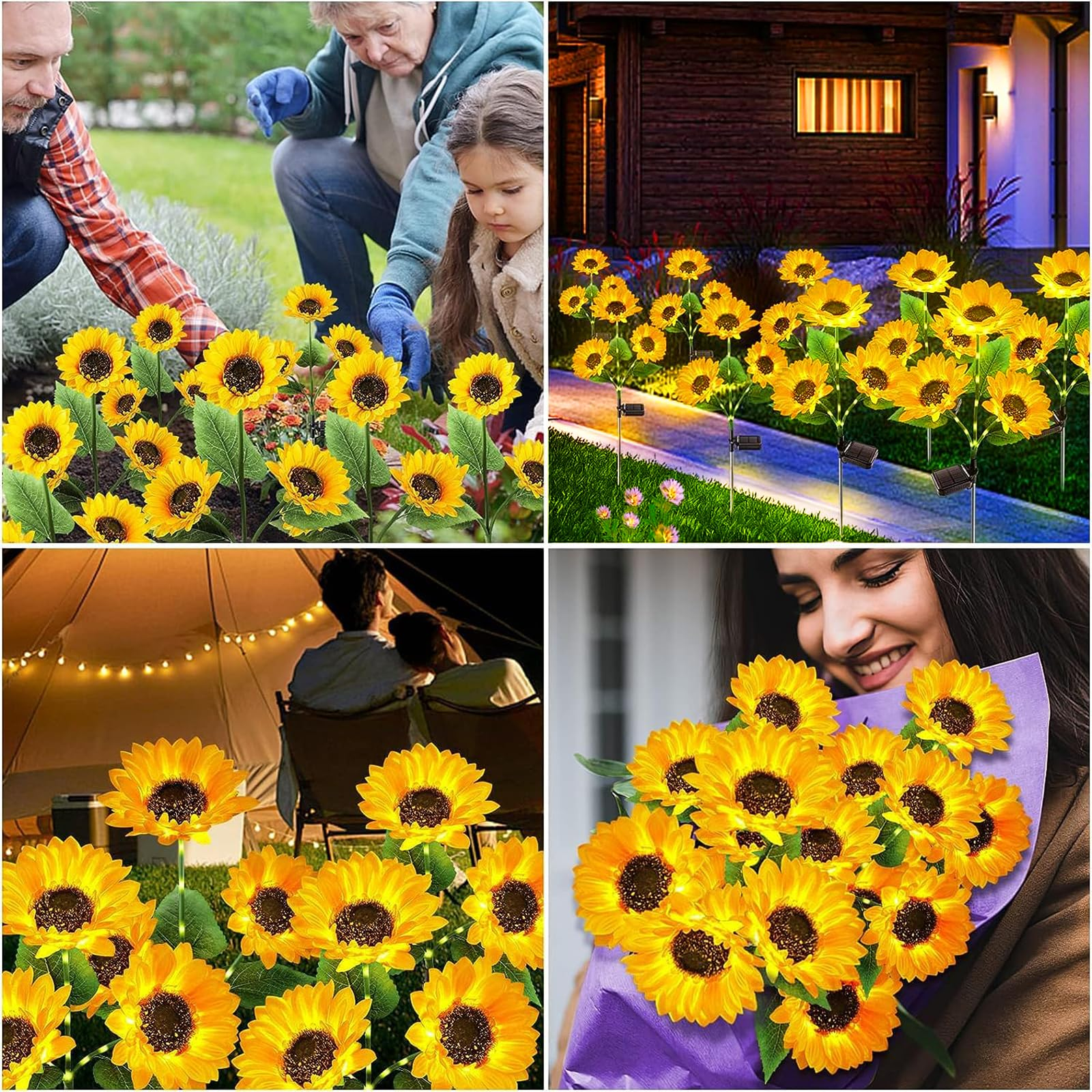 Solar Sunflower Outdoor Garden Light