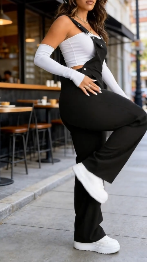 Women's Plain Pocket Overalls