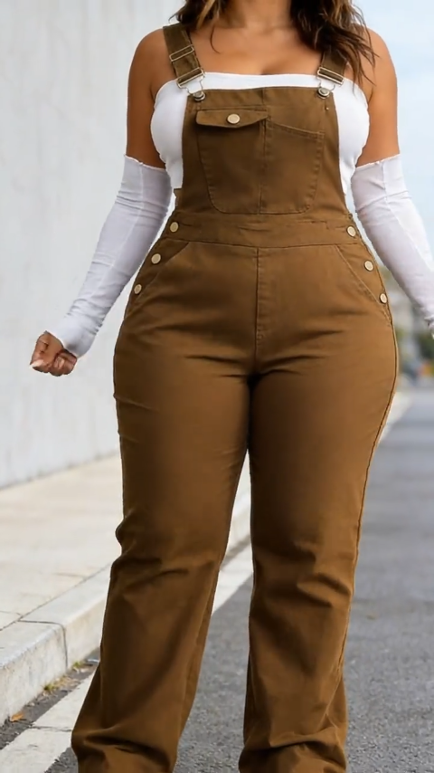 Women's Plain Pocket Overalls