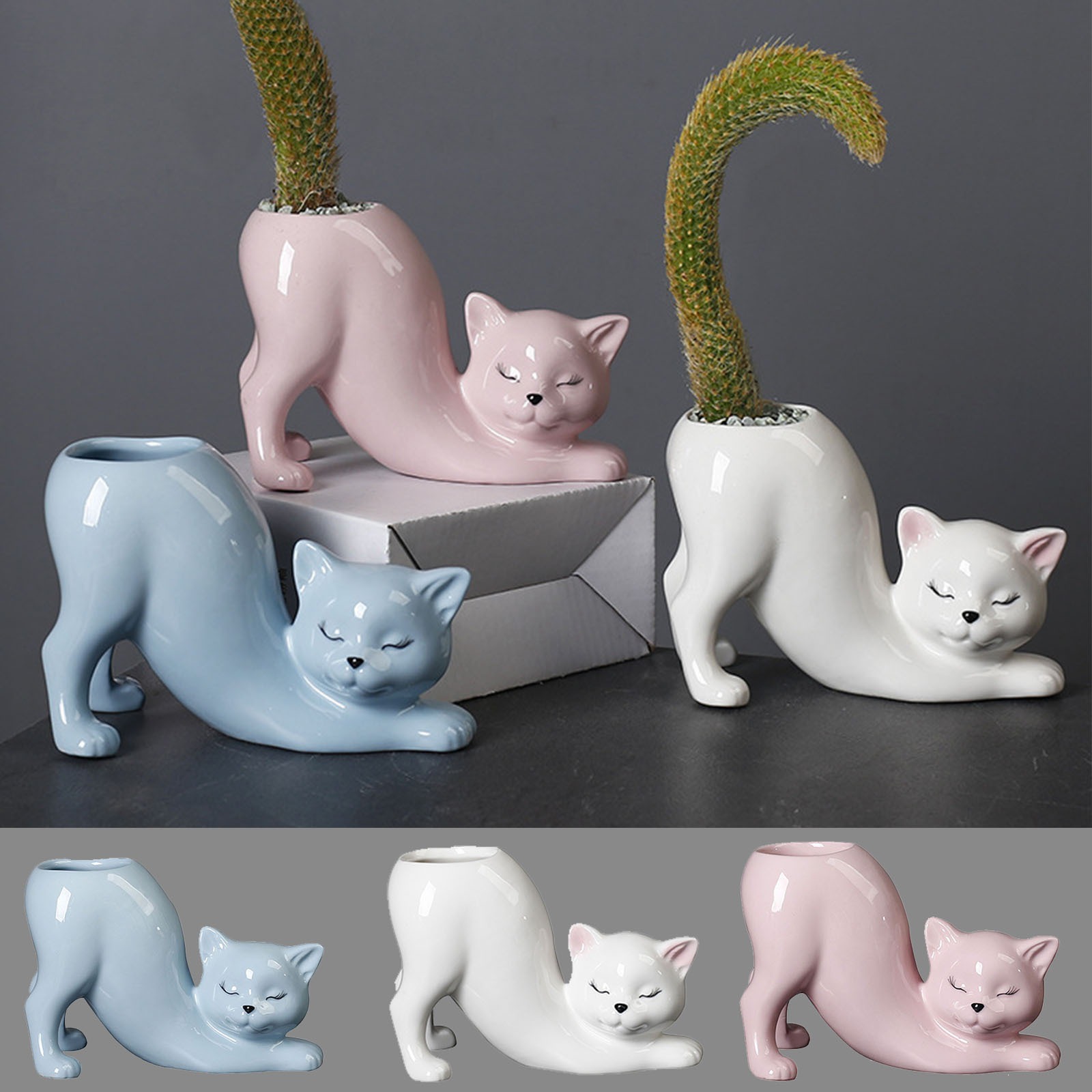 Funny Creative Cat Planter Ornament
