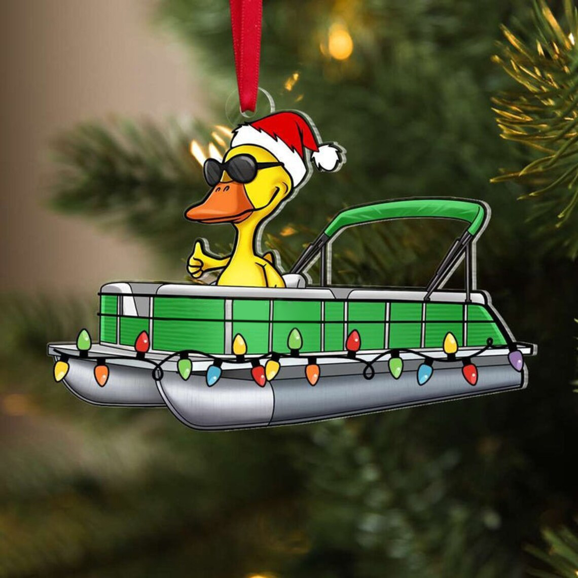 Pontoon Duck Boat Christmas Ornament,