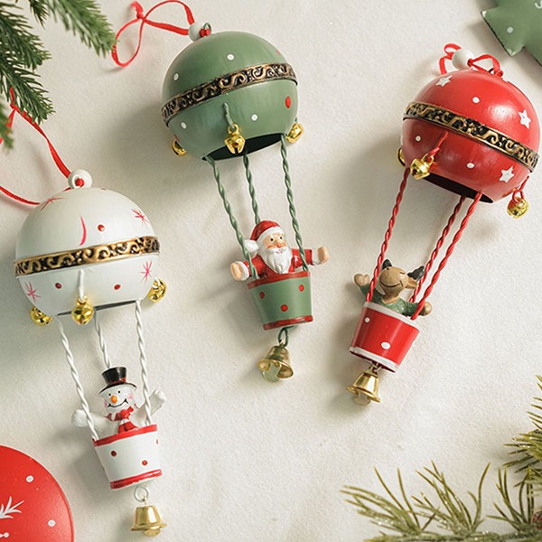Christmas Hot Air Balloon Ornament With Bell