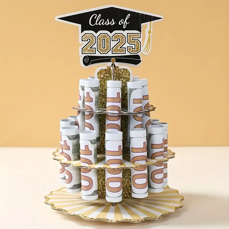 🎓💵 Class of 2025 Graduation Money Holder – Tiered Money Cake Stand