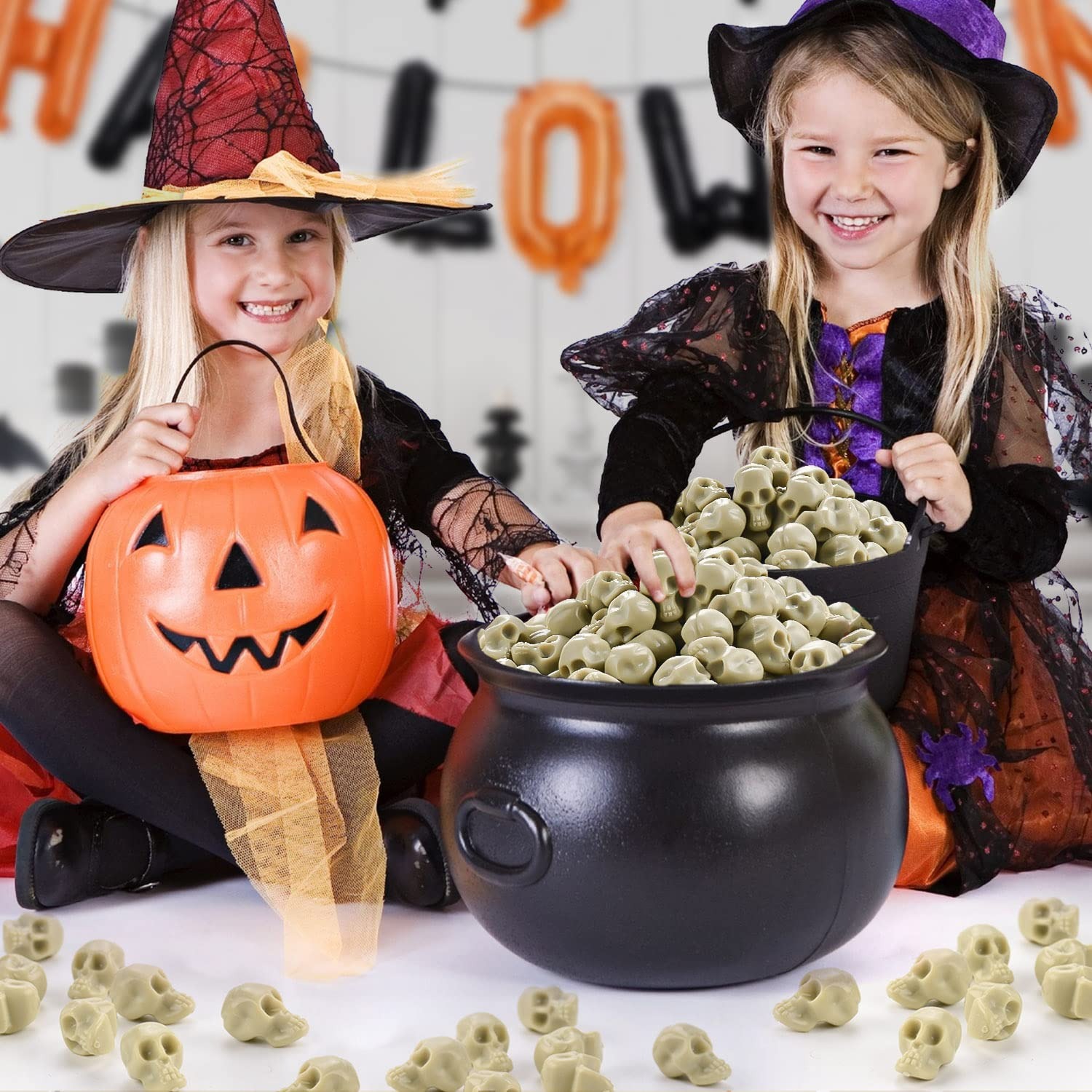 Halloween Mini Skeleton Head Props Decor