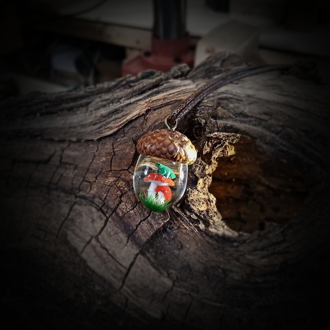 Frog Wood Resin Pendant Gift For Nature Lover