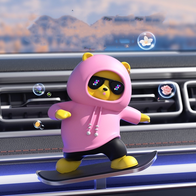 🔥Car decorations-Cartoon Bear Skateboard Doll