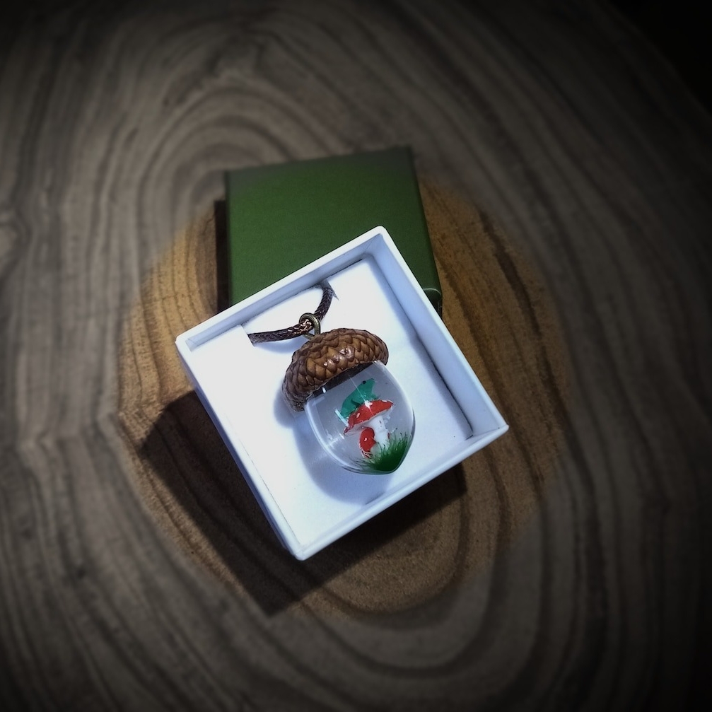 Frog Wood Resin Pendant Gift For Nature Lover