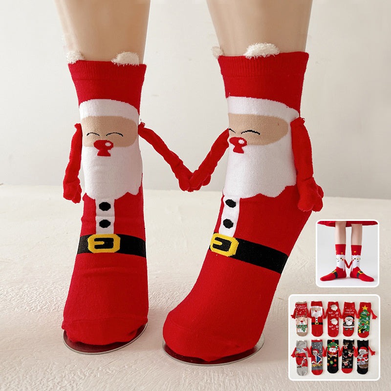 Cute Hand-holding Christmas Magnetic Socks