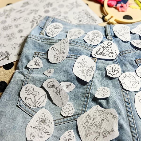 Water Soluble Flower Patterns for Embroidery