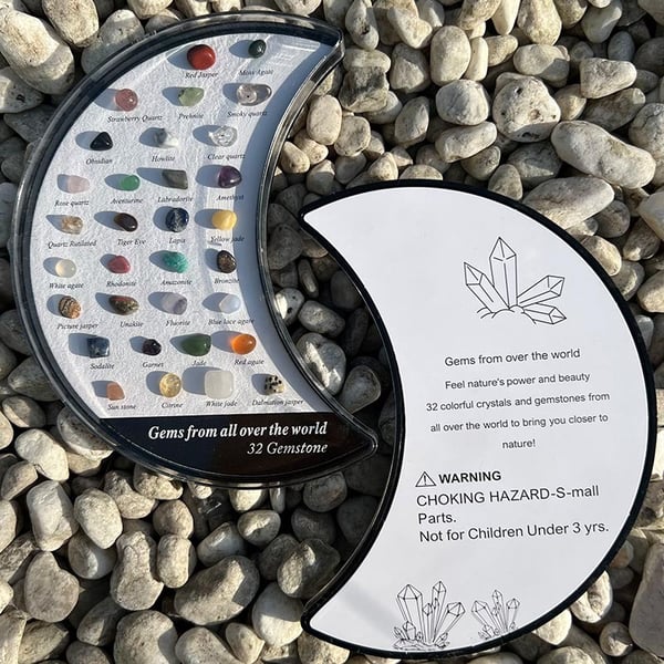 Mineral Specimens Healing Crystal Moon Shape Box