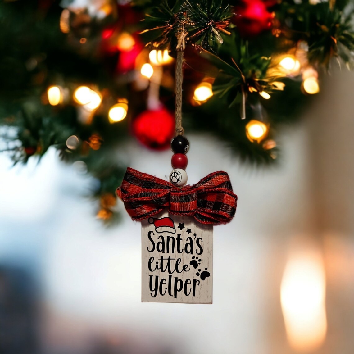 Pup Art Wooden Christmas Ornament