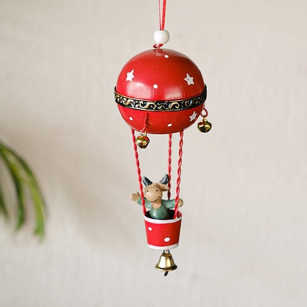 Christmas Hot Air Balloon Ornament With Bell