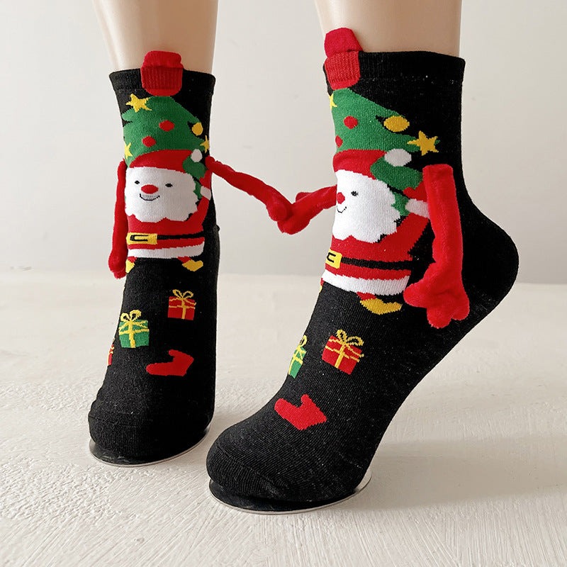 Cute Hand-holding Christmas Magnetic Socks