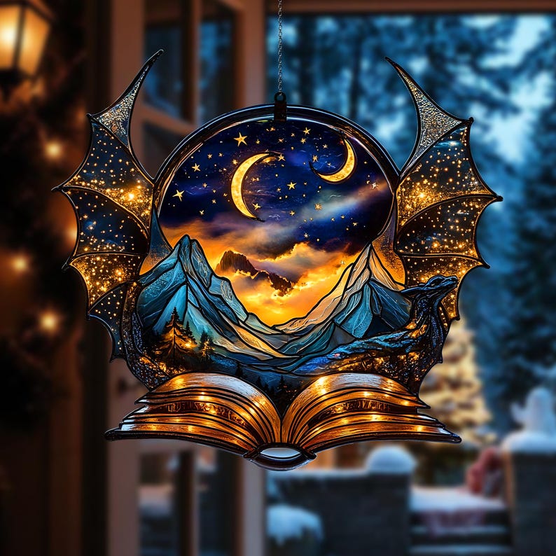 Fantasy Book Window Acrylic Sun Catcher Ornament