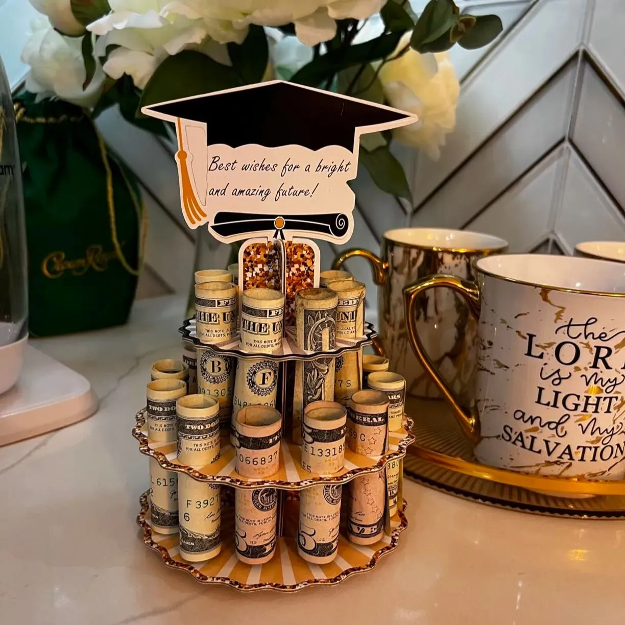 🎓💵 Class of 2025 Graduation Money Holder – Tiered Money Cake Stand