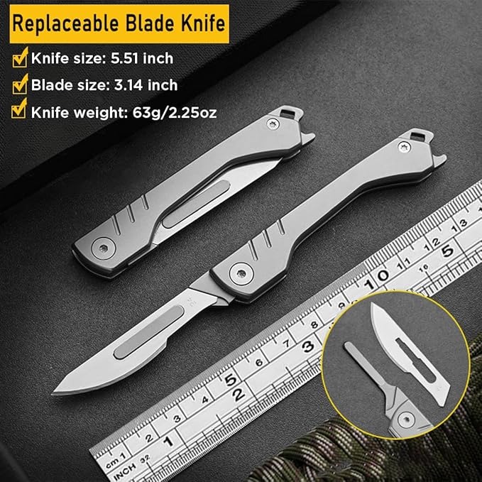 Folding Scalpel Knife with 10pcs Replaceable Blades