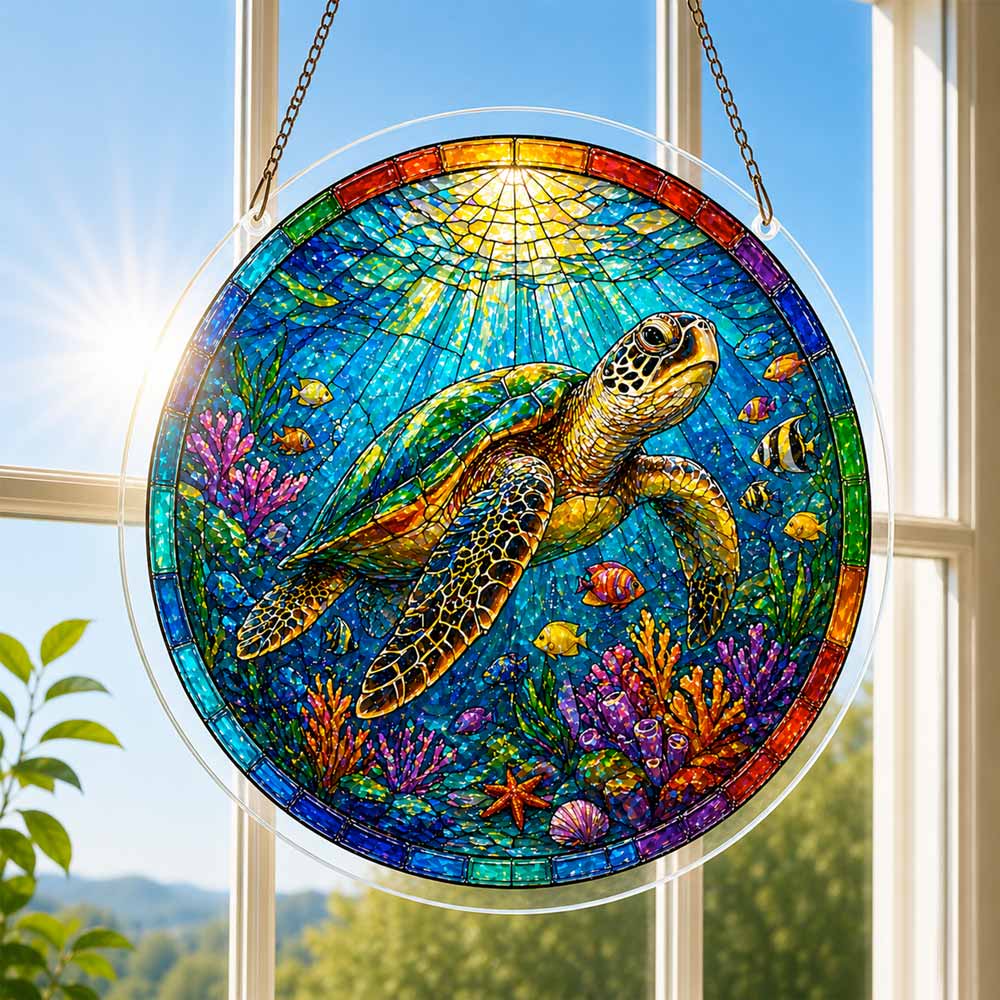 Acrylic Jigsaw Puzzle Suncatcher - Tropical Turtle
