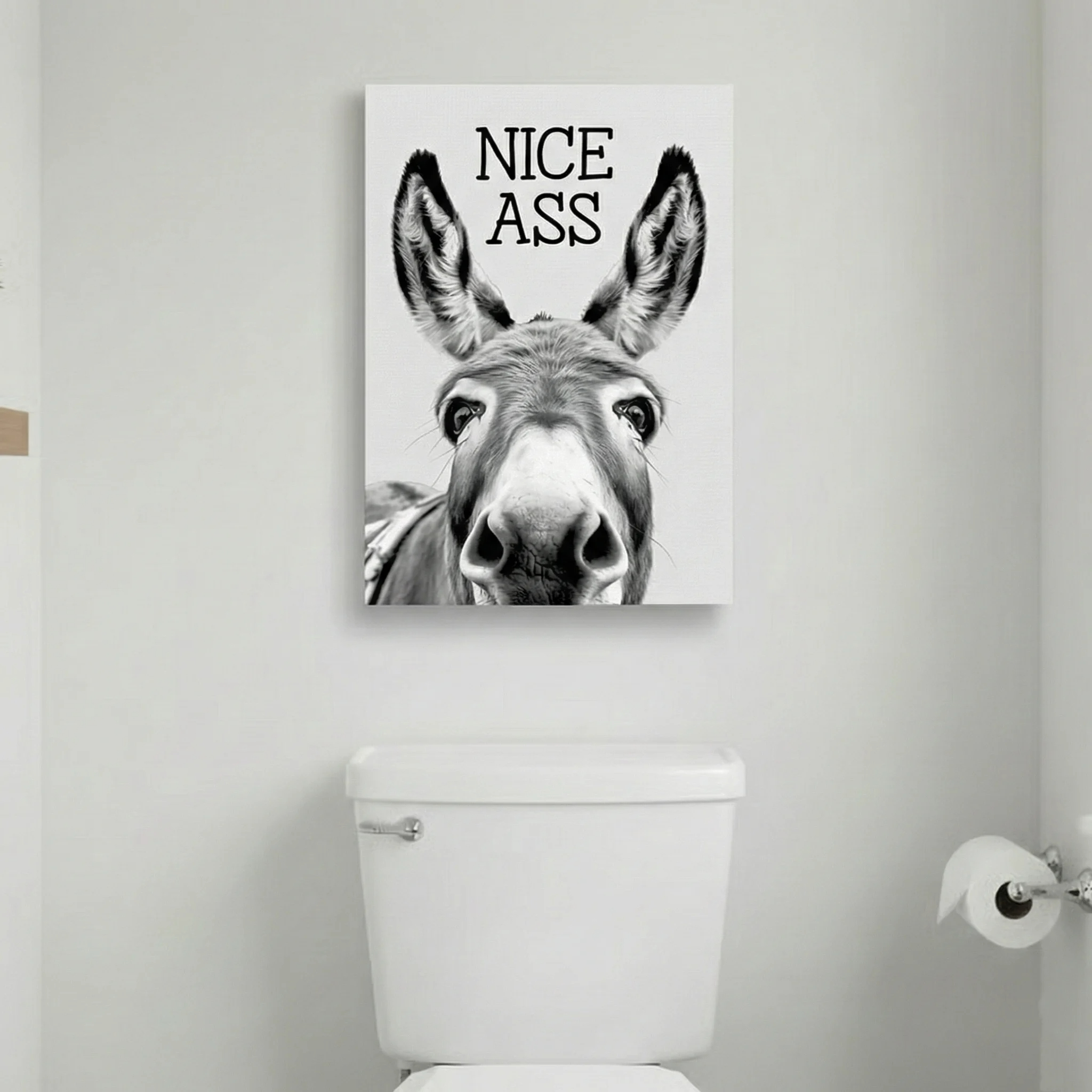Funny Bathroom Wall Art - "Nice Ass" Donkey Print