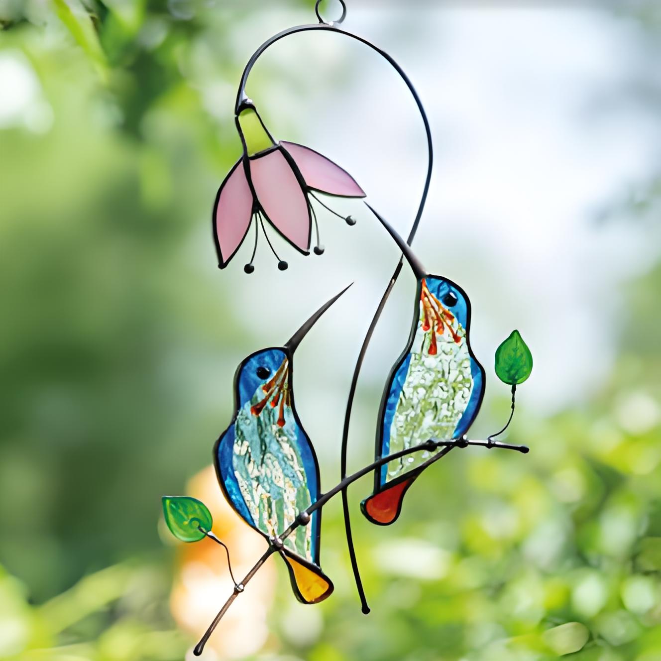 Hummingbird Stained Glass Window Hanging