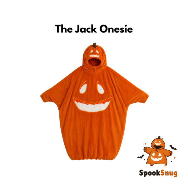 SpookSnug "The Jack Onesie" Halloween Pumpkin Oversized Plush Blanket Hoodie
